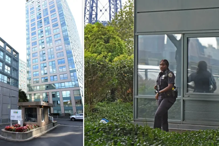 A woman was discovered dead in a pool of blood outside a New York City condominium high-rise